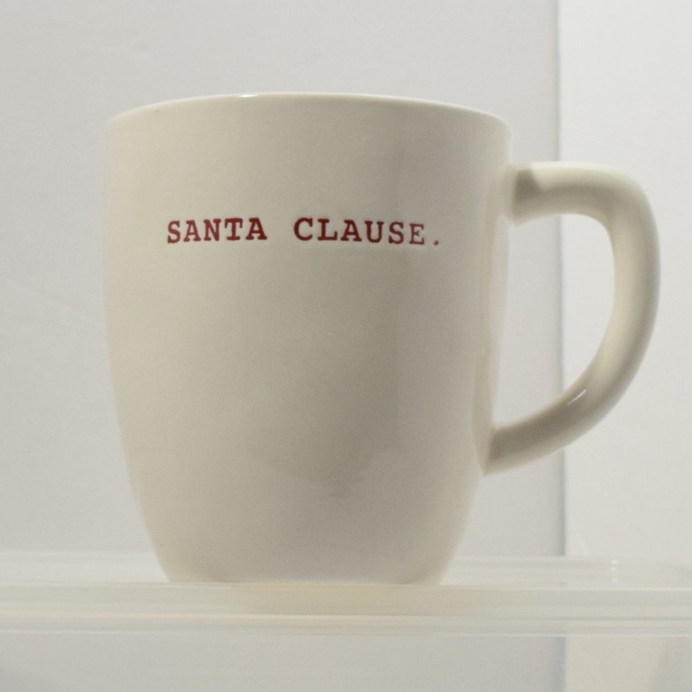 Rae Dunn Santa Clause Christmas Mug White Red Letters New Holiday Cup Magenta